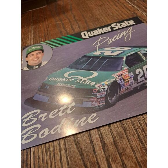 VTG 1990 Brett Bodine Quaker State Racing Driver Card NASCAR King Racing Buick - Picture 4 of 6